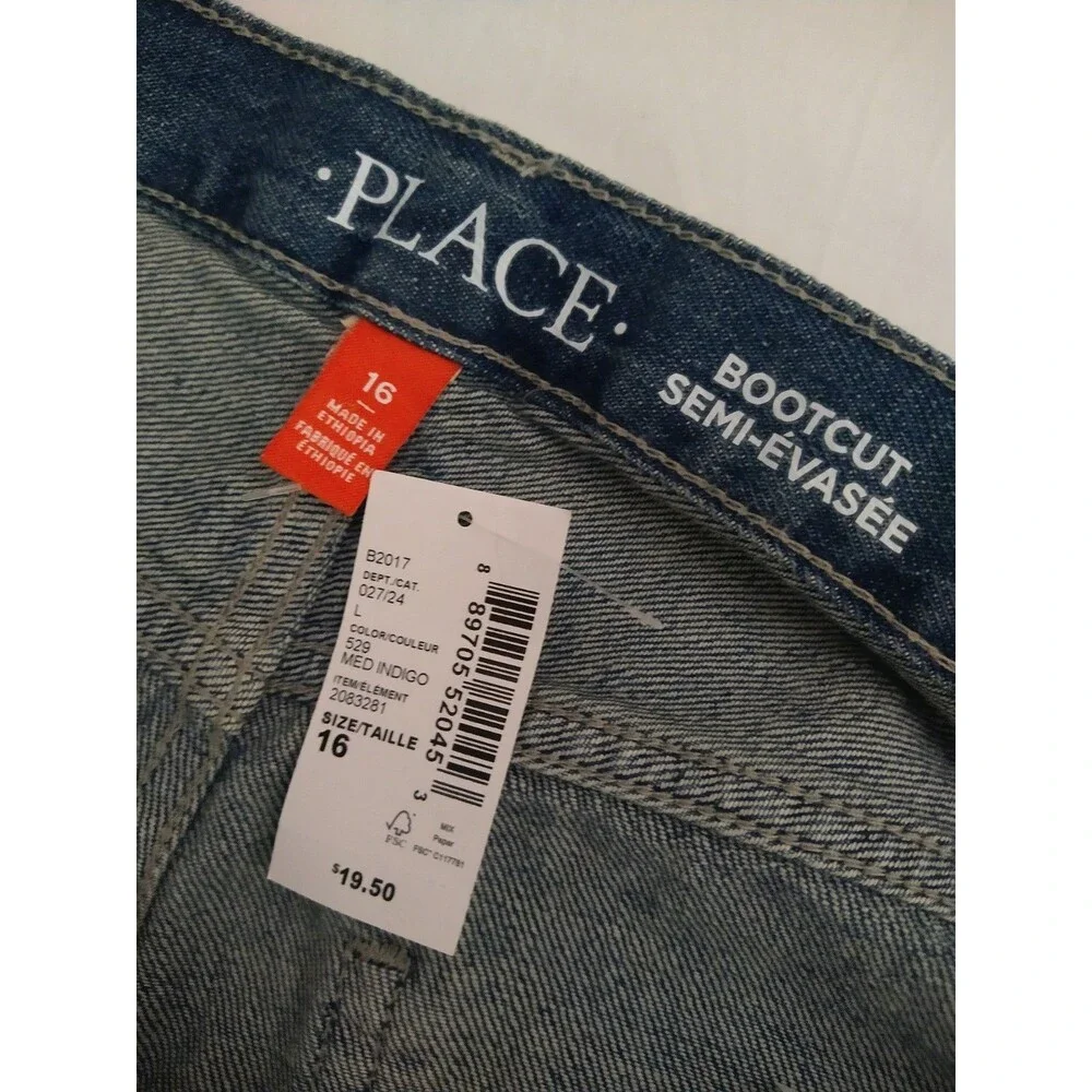 New w/ Tag Childrens Place Blue Jeans Kids Size 16 Bootcut Med Wash 100% Cotton